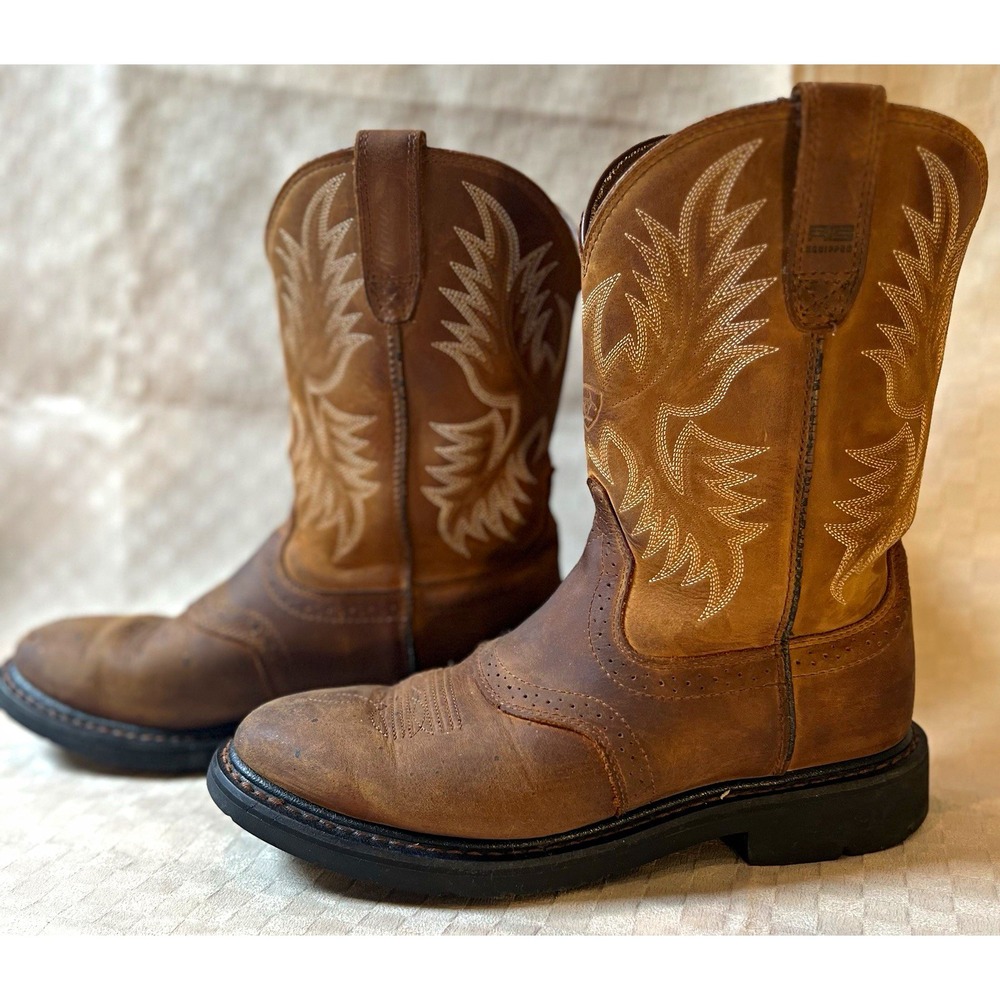 Ariat Brown Leather Western Cowboy Pull-On Boots Men's US 10D